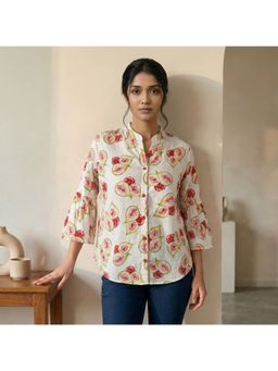 Vastara TheLabel - Fig Printed Organic Cotton Off White Shirt