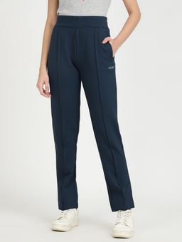 Guess - Navy Blue Solid Straight Trackpant
