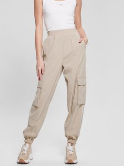 Guess - Beige Solid Tapered Cargo