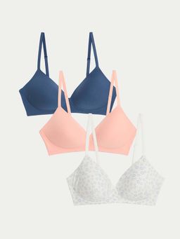 Marks & Spencer - Cotton Non Wired Full Cup T-Shirt Bra A-E (Pack of 3)