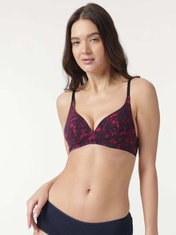 Marks & Spencer - Burgundy Printed Non-Wired Plunge Bra