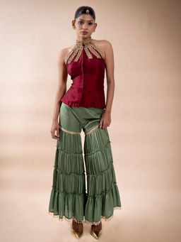 The Black Sheep Collective - Maroon Gramercy Sharara with Top