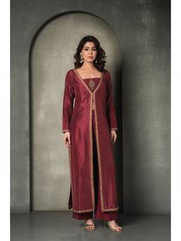 The Black Sheep Collective - Maroon Metallica Jacket with Bustier and Pant