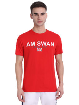 AM SWAN - Mens Printed Fiery Red T-shirt