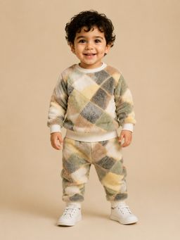 Bloom Up - Patchwork Print Sweatshirt & Joggers Set For Toddlers