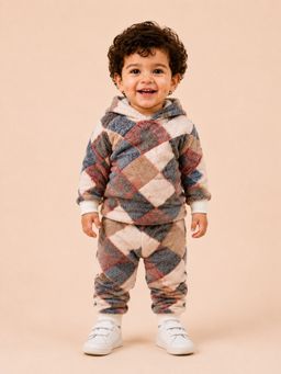 Bloom Up - Patchwork Print Hoodie & Joggers Set For Toddlers