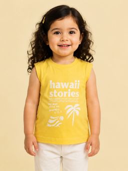 Bloom Up - Yellow Sleeveless Kids T-Shirt “Hawaii Stories” T-Shirt For Toddlers
