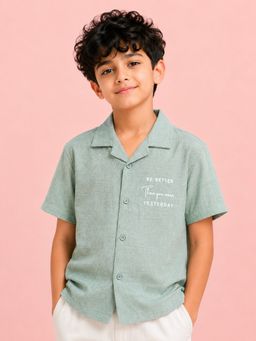 Bloom Up - Boys Green Casual Shirt