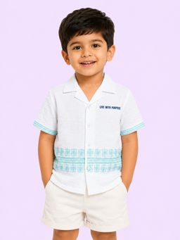 Bloom Up - White Casual Shirt For Boys And Toddlers