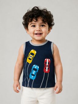 Bloom Up - Navy Blue Printed T-Shirt