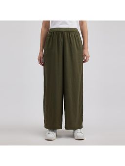 Pepe Jeans - Women Green High Rise Wide Leg Palazzo