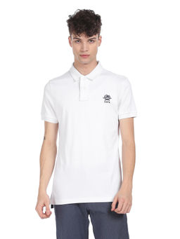 U.S. POLO ASSN. - Men White Solid Pique Polo T-Shirt