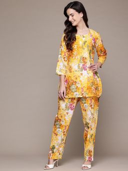 Readiprint - Straight Style Cotton Fabric Yellow Color Co-Ord (Set of 2)