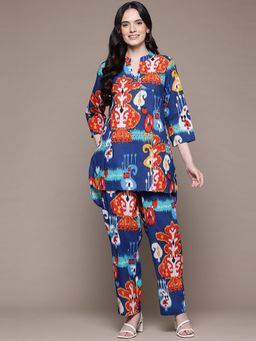 Readiprint - High-Low Style Cotton Fabric Blue Color Co-Ord (Set of 2)