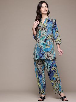 Readiprint - High-Low Style Cotton Fabric Green Color Co-Ord (Set of 2)