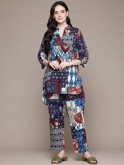 Readiprint - High-Low Style Cotton Fabric Navy Blue Color Co-Ord (Set of 2)