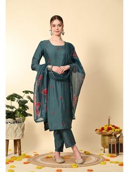 Laado - Blue Knot Work Embroidery Suit (Set of 3)