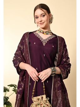 Laado - Wine Hand Embroidery Suit (Set of 3)