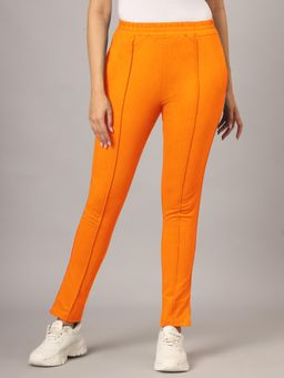 BRINNS - Women Orange Solid Mid Rise Cotton Regular Track Pant