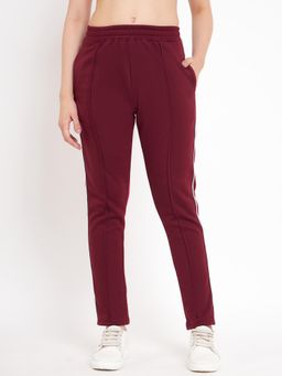 BRINNS - Women Burgundy Slim Fit Cotton Track Pant