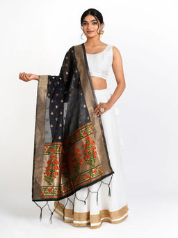 Teejh - Champa Kali Navy Blue Dupatta