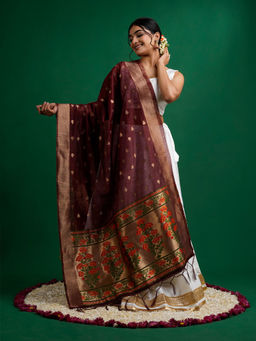 Teejh - Champa Kali Maroon Dupatta