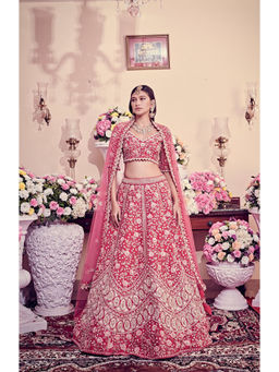 Jigar and Nikita - Ruby Pink Blouse and Lehenga with Dupatta (Set of 3)