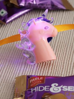 PANASH - Kids Red & Blue Two Led Light Rakhi With Roli Chawal