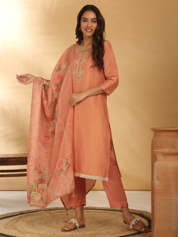 Likha - Pure Tissue Silk Hand Embroidered Pakistani Kurta Pant & Dupatta (Set of 3)