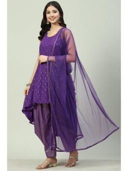 Biba - Purple Printed Suit (Set of 3)