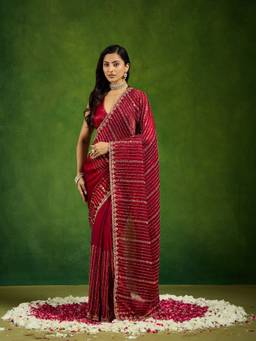 Kasee - Maroon Embroidered Saree
