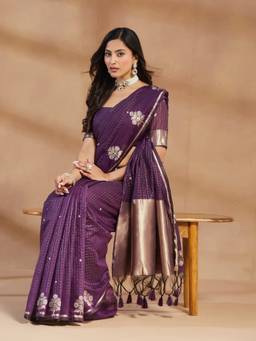 Kasee - Wine Woven Saree