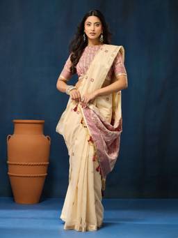Kasee - Women's Cream Saree