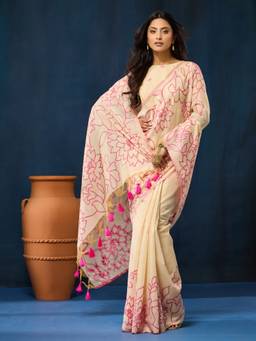 Kasee - Ivory Printed Saree