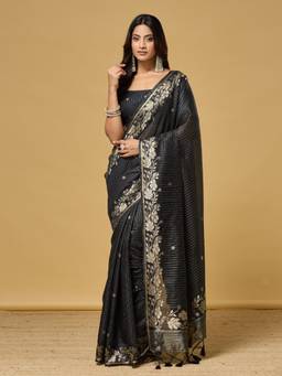 Kasee - Black Woven Saree