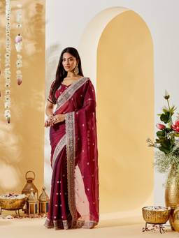 Kasee - Women's Wine Saree