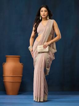 Kasee - Pink Embroidered Saree