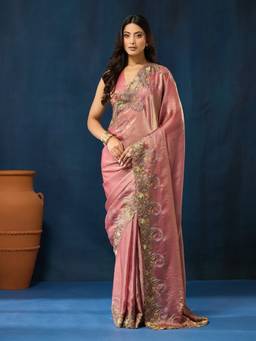 Kasee - Coral Peach Embellished Saree
