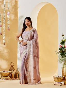 Kasee - Women's Lavender Embellished Saree