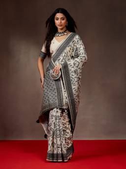 Kasee - Off White Printed Saree