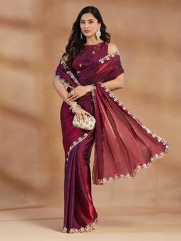 Kasee - Wine Embroidered Saree