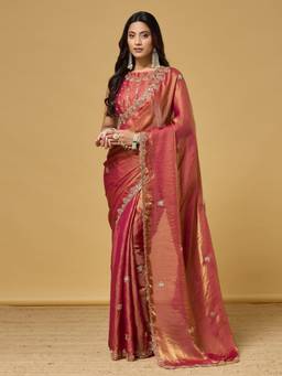 Kasee - Peach Embroidered Saree