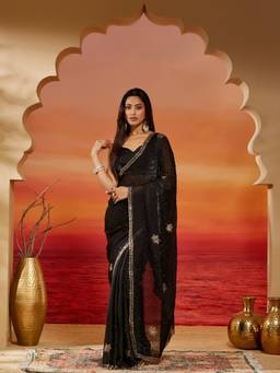Kasee - Black Embroidered Saree