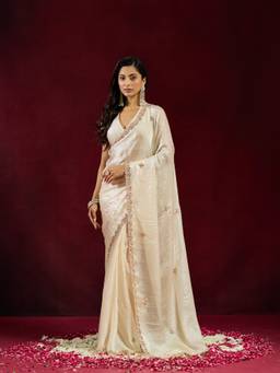 Kasee - Cream Embellished Saree