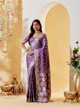 Kasee - Women's Purple Ethnic Motifs Zari Woven Saree