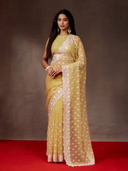 Kasee - Mustard Embroidered Saree