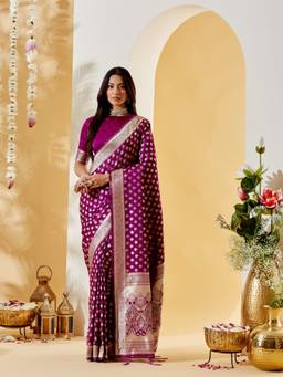 Kasee - Women's Purple Ethnic Motifs Zari Woven Saree
