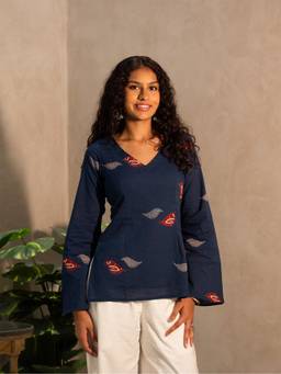 NISHORAMA - Blue Risa Bell Sleeves Kurti