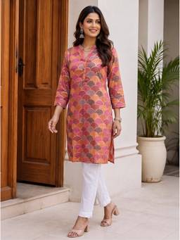 Rangita - Women Multicolor Poly Viscose Printed Straight Kurta