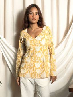 NISHORAMA - Yellow Nafeesa Full Sleeved Kurti